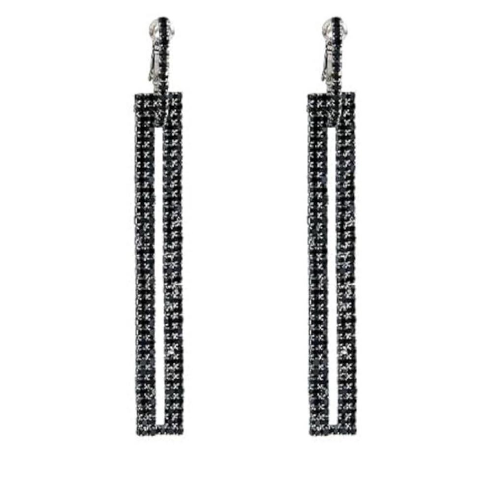 Black Rhinestone Drop Earrings